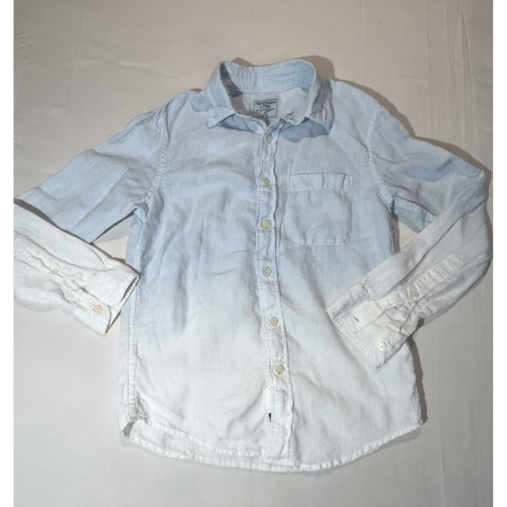 Abercrombie & Fitch Blue Ombre Linen Shirt Button Up Dip Dye XS Coastal Preppy